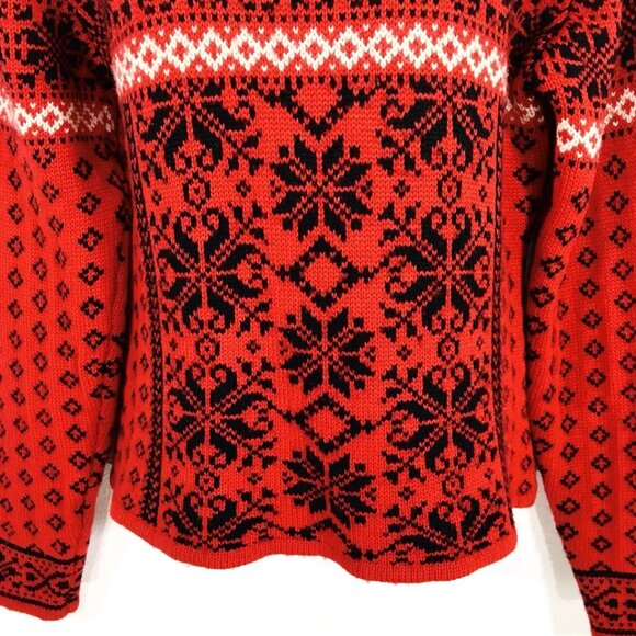 Obermeyer 1947 Signature Wool Blend 1/4 Zip Sweater Sz L Nordic Cozy Snowflakes - Picture 4 of 10